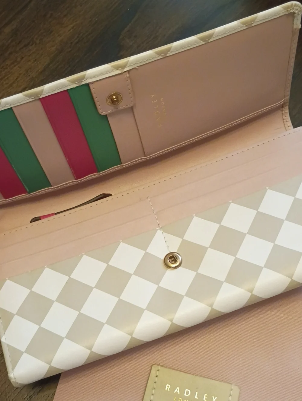 RADLEY LONDON checked floral wallet dogs cafe